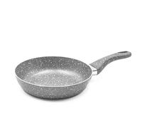 Zanetti Poêle antiadhésive en pierre rare avec poignée en aluminium, toucher doux, haute résistance, 28 cm de diamètre, couleur gris, fabriquée en Italie