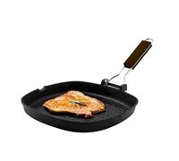Zanetti, Poêle grill 20 x 20 cm, plaque grill en aluminium moulé sous pression à haute épaisseur, plaque gril adaptée aux plans à induction, poignée pliable