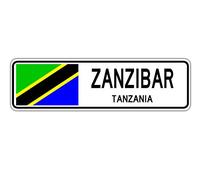 Zanzibar, panneau de rue tanzanien, drapeau tanzanien, ville, campagne, mur, cadeau, panneau de rue, 10,2 x 40,6 cm