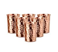 Zap Impex Lot de 6 bocaux en cuivre martelé et verre pur cuivre ayurvédique