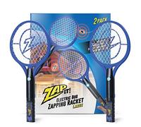 Zap It - Lot de 2 raquettes anti-insectes rechargeables, tapette à mouches électrique, piège à moustiques, 4 000 V, câble de charge USB (taille L, bleu)