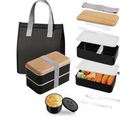 zaraf Bento Lunch Box 2 Couches Boite Repas Compartiment 1200 ml Lunchbox Hermétique avec Couverts Kit et Sac Isotherme Repas Boite Bento pour Adultes Enfants (1400, Millilitres, 1400)
