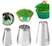 ZARAHCBOTML Jeu de Douilles en Acier Inoxydable, Forme d'herbe | Ensemble d'outils de cuisson 3 pièces for la décoration de gâteaux, cupcakes et biscuits poche à douille