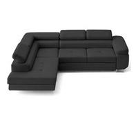 Zaria - canapé d'angle gauche 5 places convertible avec coffre et têtières en simili - Gris Anthracite Gris Anthracite G