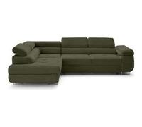 Best mobilier Canapé d'angle Zaria gauche 5 places convertible coffre velours côtelé Vert Kaki