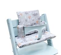 ZARPMA Coussin de chaise haute compatible avec Stokke Tripp Trapp Chiar Housse en tissu de coton garni de rembourrage en coton (forêt grise)