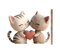 Zasdvn Statuette De Chat,2D Plate Mignonne en Bois pour Dessus De Table | Figurines De Couple De Chats Amoureux | pour Noel, Mariage, Maison, Halloween, Anniversaire Et Petite Amie, Femmes, Epouse