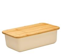 Zassenhaus Boîte à pain avec couvercle utilisable comme planche à découper - Panier à pain en bambou crème - 40 x 23 x 13,5 cm