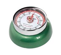 Zassenhaus Minuteur de cuisine Speed | Ø 7 cm x 3 cm | Vert course | Sans piles | Boîtier en acier inoxydable | Minuteur magnétique | Réveil de cuisine rétro analogique | Horloge de cuisine | 55 min