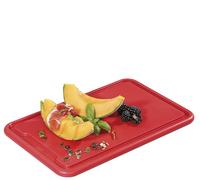 ZASSENHAUS Planche à découper professionnelle (rouge) en plastique de qualité supérieure - Passe au lave-vaisselle - Avec rainure à jus - Fabriquée en Allemagne - 36 × 23 × 1,5 cm