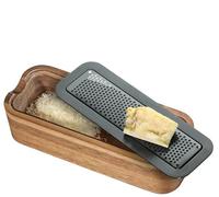 Zassenhaus Râpe à fromage avec récipient collecteur, surface de râpe tranchante en acier inoxydable avec revêtement titane, bois d'acacia, 20,3 x 7,7 x 5 cm, également pour noix et chocolats