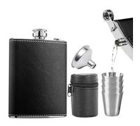 Zasvec Flasque Alcool Set avec Entonnoir et Verres à Shot en Acier Inoxydable Portables Flasque pour Hommes, Noir