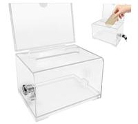 Zatixbu urne Transparente, Boîte à Dons avec Serrure à Clé, Dons et Cartes de Visite pour Élections Collecte d'Avis Événements (Pack de 1 Urne)