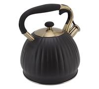 ZAWELIYO Bouilloire à thé Sifflante en Acier Inoxydable, Grande capacité, Théière en Forme de Citrouille pour Fête de Famille, Noire 3,5 L