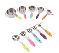 ZAWELIYO Ensemble de 10 Tasses et Cuillères à Mesurer pour la Pâtisserie et la Cuisine, Outils de Cuisine en Acier Inoxydable de qualité Alimentaire, Design Couleur Arc-en-ciel, Passe au