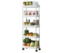 ZAWELIYO Organisateur de Chariot de Rangement Roulant, 5 Niveaux, | Plastique durable, installation facile, utilisation polyvalente, cuisine, salle de bain, chambre