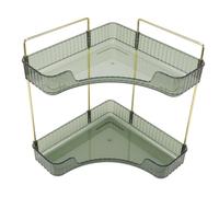 ZAWELIYO Organisateur de Comptoir de Salle de Bain d'angle à 2 Niveaux, étagère d'angle en Métal Peu Encombrante avec Conception à Double Couche pour Outils de Maquillage de Soins (Vert foncé)