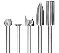 Zaxiva Lot de 5 fraises à bois compatibles avec outil rotatif Dremel - Lot de 5 couteaux de sculpture sur bois - Avec tige de 1/8" - Pour bricolage, sculpture, gravure, microcarving