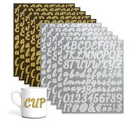 Zayookey 10 Feuilles Autocollants d’Alphabet Lettre Chiffre Auto-Adhésifs en Vinyle de Alphabet Numéros de Boîte aux Lettres Autocollants Stickers pour Scrapbooking, Signe(Gold+Silver)