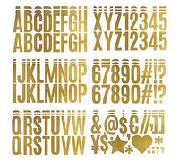Zayookey 18 Feuilles Autocollants d’Alphabet Lettre Adhésives en Vinyle de Alphabet Numéros de Boîte aux Lettres Autocollants Stickers pour Scrapbooking Sign Artisanat (Or Mat)
