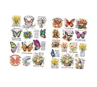 ZBIianxer Autocollants esthétiques à frotter Papillon pour la décoration, A | Décalcomanies en pour verre, décor artisanal, facile à appliquer, fournitures de Journal de fleurs