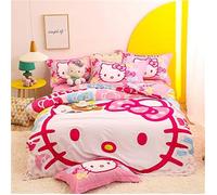 ZBT015497 Housse de couette Hello Kitty, plusieurs tailles, parure de lit 2 ou 3 pièces, tailles simple, double et king 200X200CM