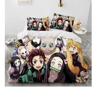ZBT075007 Parure de lit Demon Slayer : housse de couette 100 % polyester, impression numérique 3D, couvre-lit, taies d’o 140X200CM