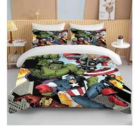 ZBT077139 Parure de lit Marvel Avengers : housse de couette à motif Marvel, draps-housses pour lit enfant, taie d'oreill 220X240CM