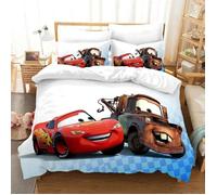 ZBT081907 Parure de lit Flash McQueen, housse de couette Cars, linge de lit pour garçon, cadeau, housse de couette et dr 140X200CM