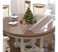 ZBXXSC Nappe Ronde Transparente Épaisseur 2mm/3mm Protection De Table Anti-Tache avec Bords Inclinés pour Cuisine Salle À Manger en Bois Housse De Protection(A 3mm,130cm Round)