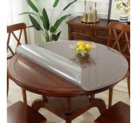 ZBXXSC Nappe Transparente épaisse 3 mm Film De Table Ronde Transparent en PVC Imperméable Et Facile à Nettoyer Protection pour Cuisine Salle à Manger(Frosted,Round 80cm)