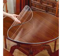 ZBXXSC Nappe Transparente épaisse Ronde Film De Table 3 mm Transparent en PVC Imperméable Et Facile à Nettoyer Protection pour Cuisine Salle à Manger(Clear,Round 105cm)