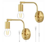 ZBZFGE Applique Murale d'intérieur à intensité Variable avec Prise et Interrupteur, Applique Murale E27 Vintage avec câble de 1,8 m, Bras pivotant réglable, Lampe de Lecture Murale, Lampe de