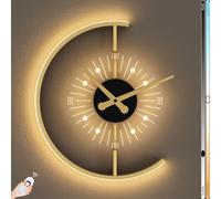 ZBZFGE Applique Murale LED d'intérieur 21 W, Lampe Murale Ronde, dorée avec télécommande, Lampe de Chevet à intensité Variable, éclairage Mural en Aluminium Acrylique pour Salon, Chambre à