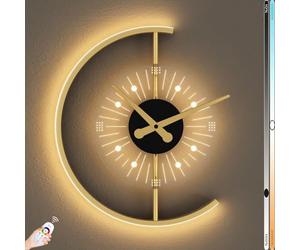 ZBZFGE Applique Murale LED d'intérieur 21 W, Lampe Murale Ronde, dorée avec télécommande, Lampe de Chevet à intensité Variable, éclairage Mural en Aluminium Acrylique pour Salon, Chambre à