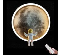 ZBZFGE Applique Murale LED en Forme de Lune pour intérieur à intensité Variable avec télécommande - Applique Murale Ronde pour Chambre d'enfant - Astronautes 3D - Éclairage Mural décoratif Moderne