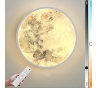 ZBZFGE Applique Murale LED Lune d'intérieur à intensité Variable avec télécommande 48 W Lampe de Chevet Ronde Déco Applique Murale Lune Design Moderne Veilleuse de Fond Éclairage Mural pour