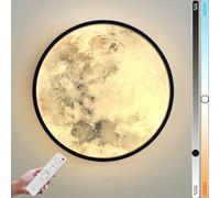 ZBZFGE Applique Murale LED Lune Intérieur Dimmable avec Télécommande 48W Lampe de Chevet Ronde Déco Applique Murale Lune Design Moderne Veilleuse Fond Éclairage Mural pour Chambre, Salon,