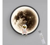 ZBZFGE Applique Murale LED Lune pour Chambre d'enfant, Lampe Murale Astronaute, décoration de Chambre garçon/Fille, Variable avec télécommande, 20 cm, 12 W, Impression 3D, Lampe de Chevet Ronde