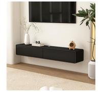 ZBZFGE Meuble TV Flottant Mural Blanc Brillant Minimaliste avec Trou de câble pour Salon 120 cm, Meuble TV élégant avec Porte abattante (Noir)