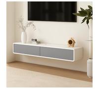 ZBZFGE Meuble TV Flottant Mural Blanc Brillant Minimaliste avec Trou de câble pour Salon 120 cm, Meuble TV élégant avec Porte abattante (Noir)