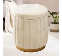 ZBZFGE Tabouret de Coiffeuse avec Rangement, Repose-Pieds de Coiffeuse crème, Banc à Couvercle Amovible pour Salle de Maquillage Salon, Compact - 44 x 34 cm