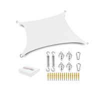 ZBZFGE Voile d'ombrage d'extérieur rectangulaire, auvent de Protection Solaire avec Corde et kit de matériel gratuits, Anti-UV, étanche, pour Jardin, terrasse, Balcon, été, Blanc