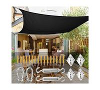 ZBZFGE Voile d'ombrage rectangulaire 2 x 3 m 3 x 5 m avec kit de Fixation, Bloc UV imperméable pour Les familles, Jardins, Parcs, Pique-niques en Plein air, Noir