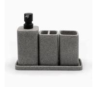 ZCCZ Ensemble d'accessoires de Salle de Bain Gris, Ensemble Complet, Support Brosse à Dents, Plateau, Gobelet, Design Élégant et Pratique pour Organiser vos Essentiels Quotidiens dans la Salle de Bain