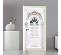 ZCFGG 3D Papier Peint Porte Autocollant Murales Porte en bois sculpté blanc 90 x 200cm Sticker Autocollant Art Decor Vinyle Mural Salle De Bain Cuisine Décoration