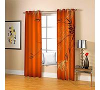 ZCFGG Rideau Occultants Bambou Orange Rideau a Oeillets de Fenêtre à Obscurcissement et Isolation Thermique Microfibre Home Decorative Draperies Chambre 2X L140 x H245 cm