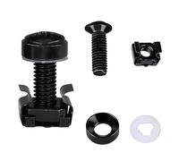 ZCLGOOD Lot de 50 écrous cage M6 x 16 mm pour montage en rack, vis et rondelles en nylon, kit de matériel en acier au carbone noir pour armoires de serveur, racks réseau, étagères, routeurs