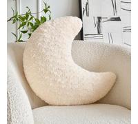 ZCNYCLAM Oreiller lune en forme de lune avec fausse fourrure douce pour canapé, lit, canapé, joli coussin en demi-lune avec décoration de chambre à coucher, salon (37 cm, beige)