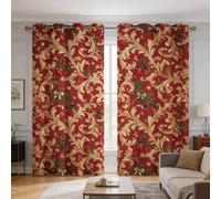 zcwl Rideau Occultant Noël Damas, 140x200 cm, Lot de 2, Décoration | Motif Vacances Imprimé, Rideaux Thermiques à Oeillets, Salon Chambre Fenetre, 8E68r